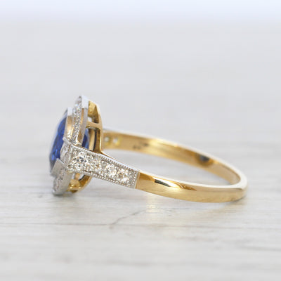 Vintage Style 2 Carat Sapphire and Diamond Cluster