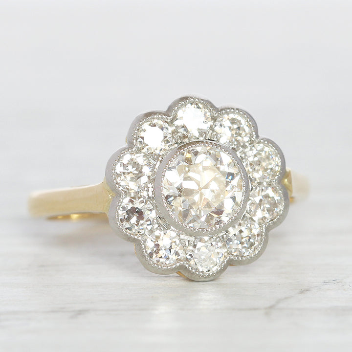 Edwardian Style 1.51 Carat Old European Cut Diamond Cluster