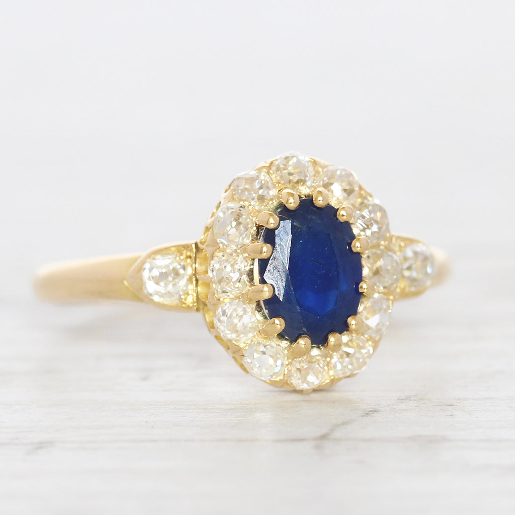 Victorian 0.85 Carat Sapphire and Old Cut Diamond Coronet Cluster