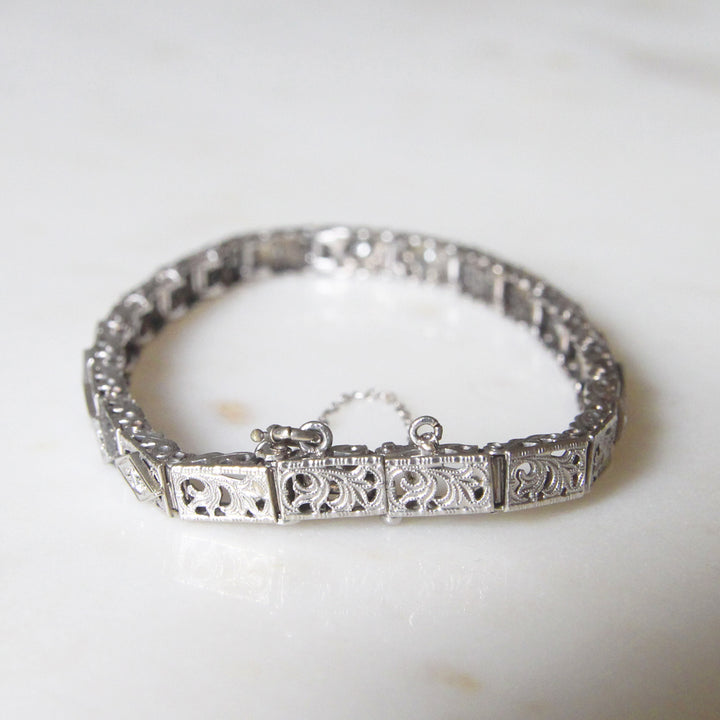 Art Deco 0.51 Carat Old Cut Diamond Filigree Bracelet