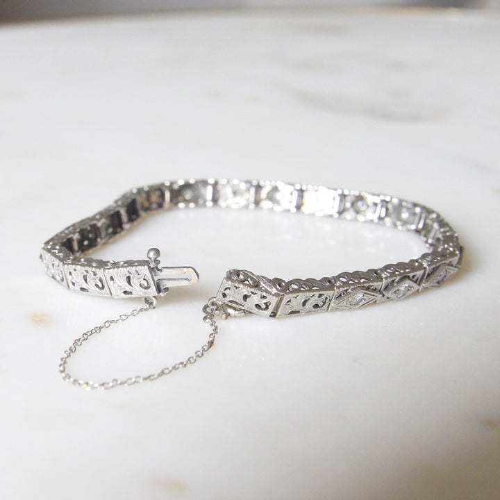 Art Deco 0.51 Carat Old Cut Diamond Filigree Bracelet