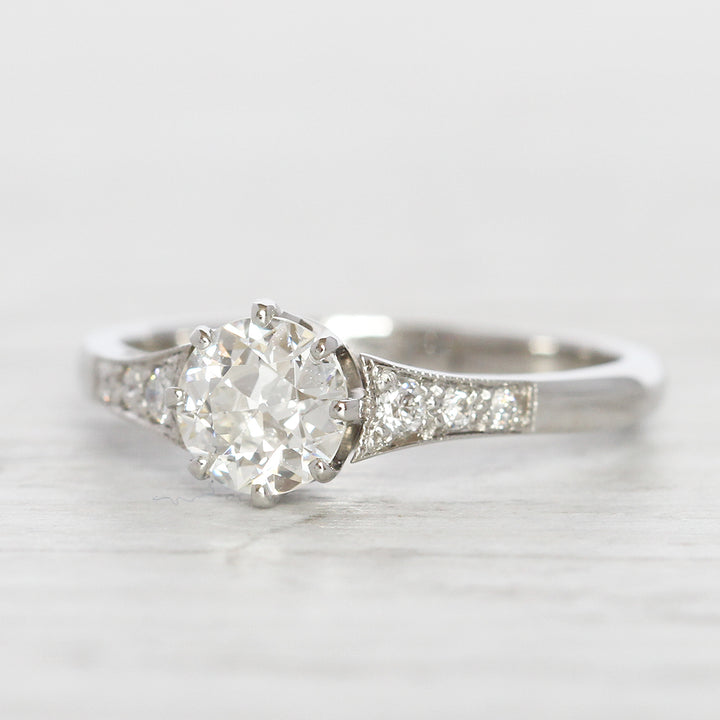 Art Deco Style 0.85 Carat Old European Cut Diamond Solitaire
