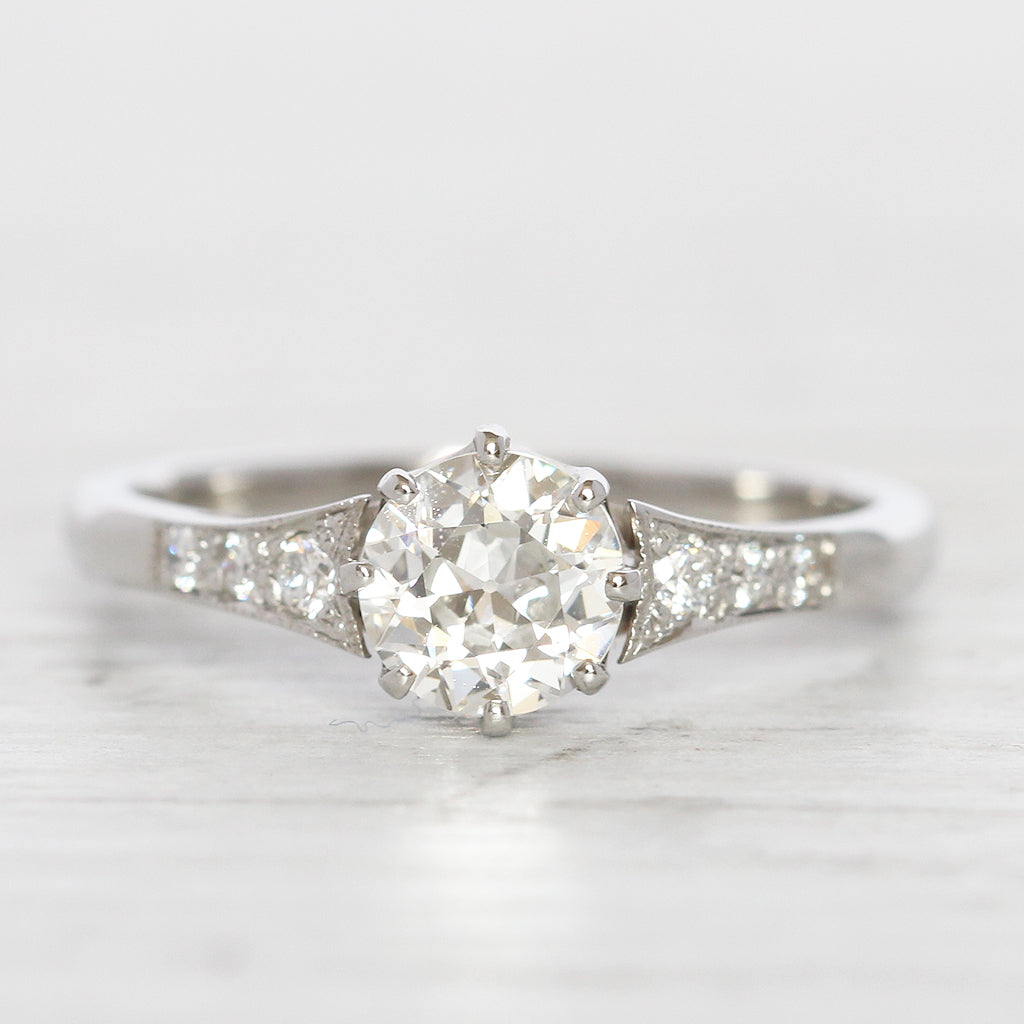 Art Deco Style 0.85 Carat Old European Cut Diamond Solitaire
