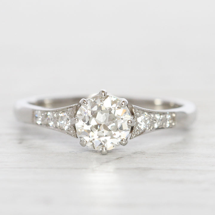 Art Deco Style 0.85 Carat Old European Cut Diamond Solitaire