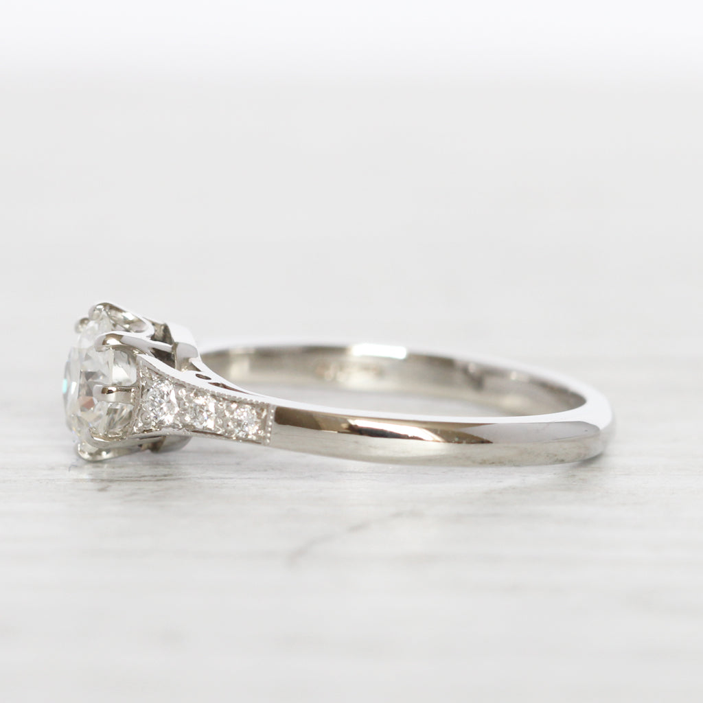 Art Deco Style 0.85 Carat Old European Cut Diamond Solitaire