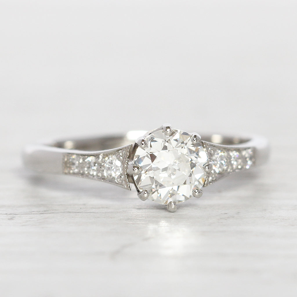 Art Deco Style 0.85 Carat Old European Cut Diamond Solitaire