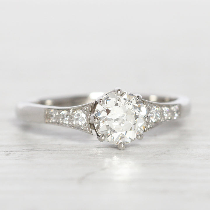 Art Deco Style 0.85 Carat Old European Cut Diamond Solitaire