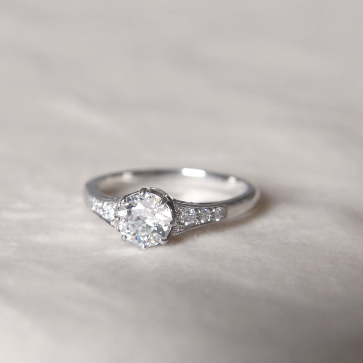 Art Deco Style 0.85 Carat Old European Cut Diamond Solitaire