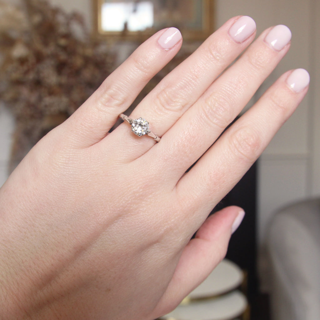 Art Deco 1.02 Carat Old European Cut Diamond Solitaire