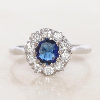 Vintage 0.70 Carat Sapphire and Diamond Coronet Cluster
