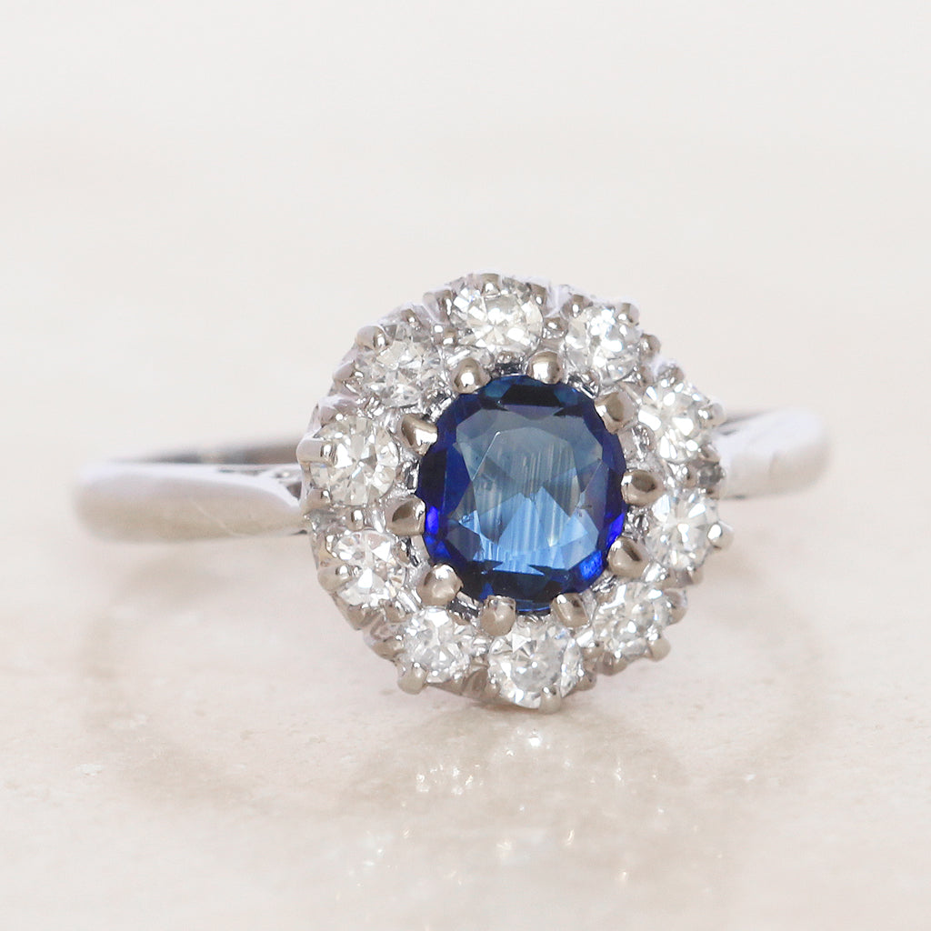 Vintage 0.70 Carat Sapphire and Diamond Coronet Cluster
