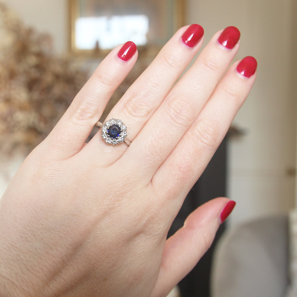 Vintage 0.70 Carat Sapphire and Diamond Coronet Cluster