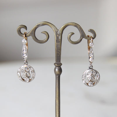 Edwardian Old and Rose Cut Diamond Drop Earrings