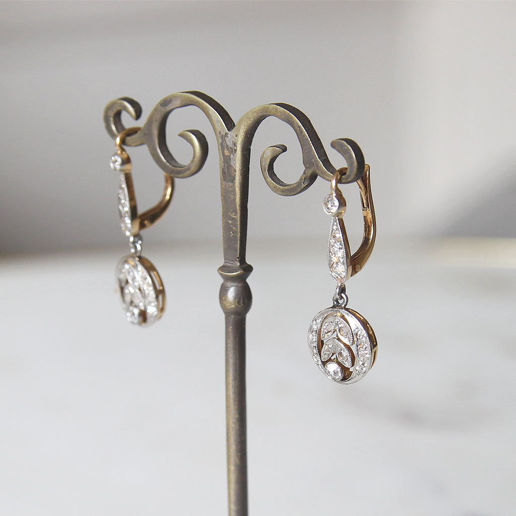 Edwardian Old and Rose Cut Diamond Drop Earrings