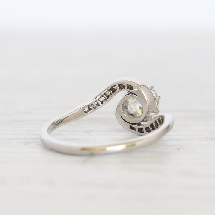 Edwardian 0.55 Carat Old European Cut Diamond Twist Solitaire