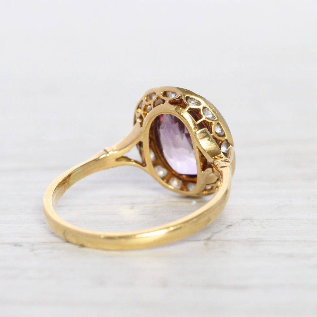 Edwardian 1.80 Carat Amethyst and Old Cut Diamond Cluster