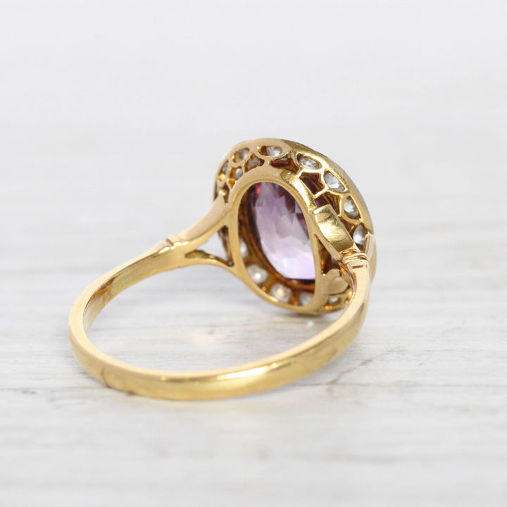 Edwardian 1.80 Carat Amethyst and Old Cut Diamond Cluster