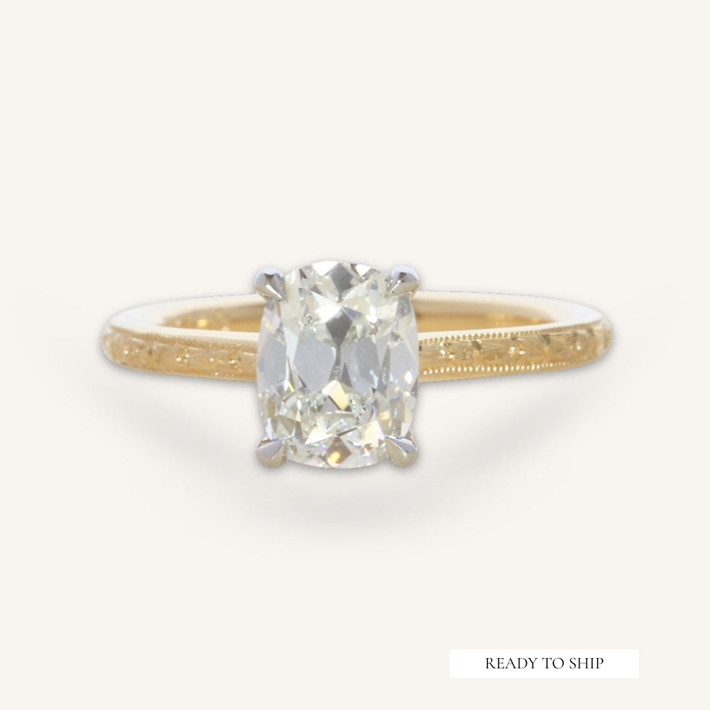 The Georgia X Orange Blossom Engagement Ring - 1.54 Carat Antique Cushion Cut Celeste Diamond®
