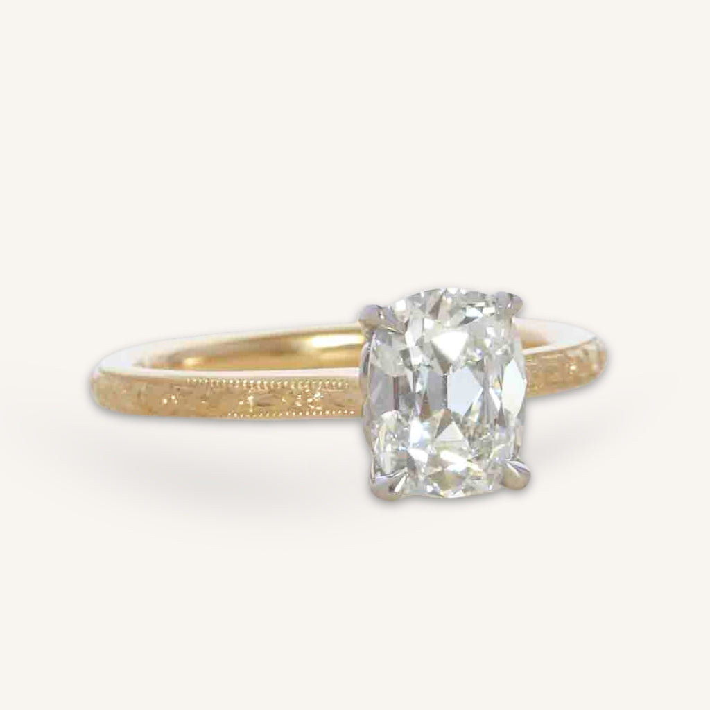 The Georgia X Orange Blossom Engagement Ring - 1.54 Carat Antique Cushion Cut Celeste Diamond®