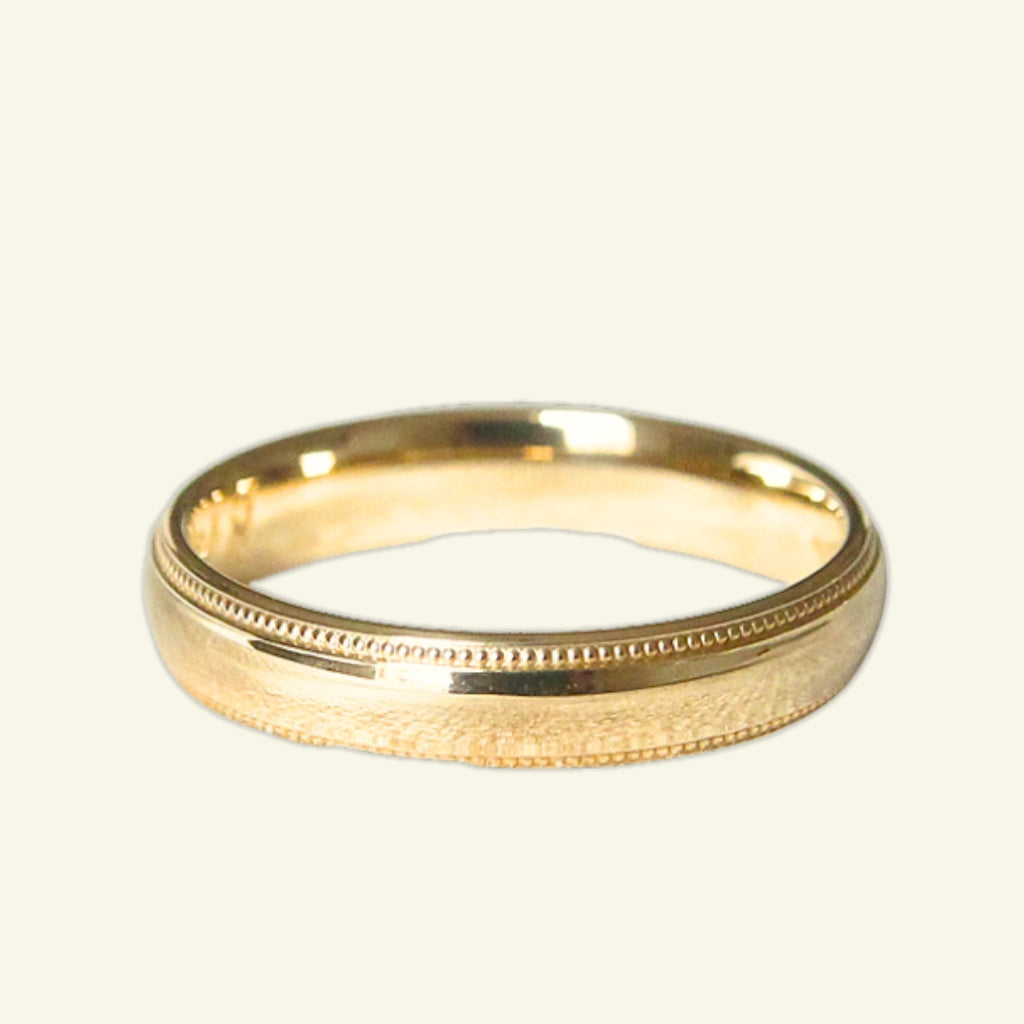 The Court Shape Wedding Band with Mill Grain Edges