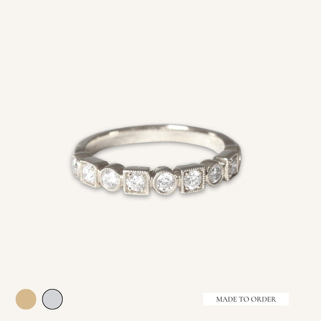 The Clara Diamond Band - Vintage Style Diamond Wedding Band