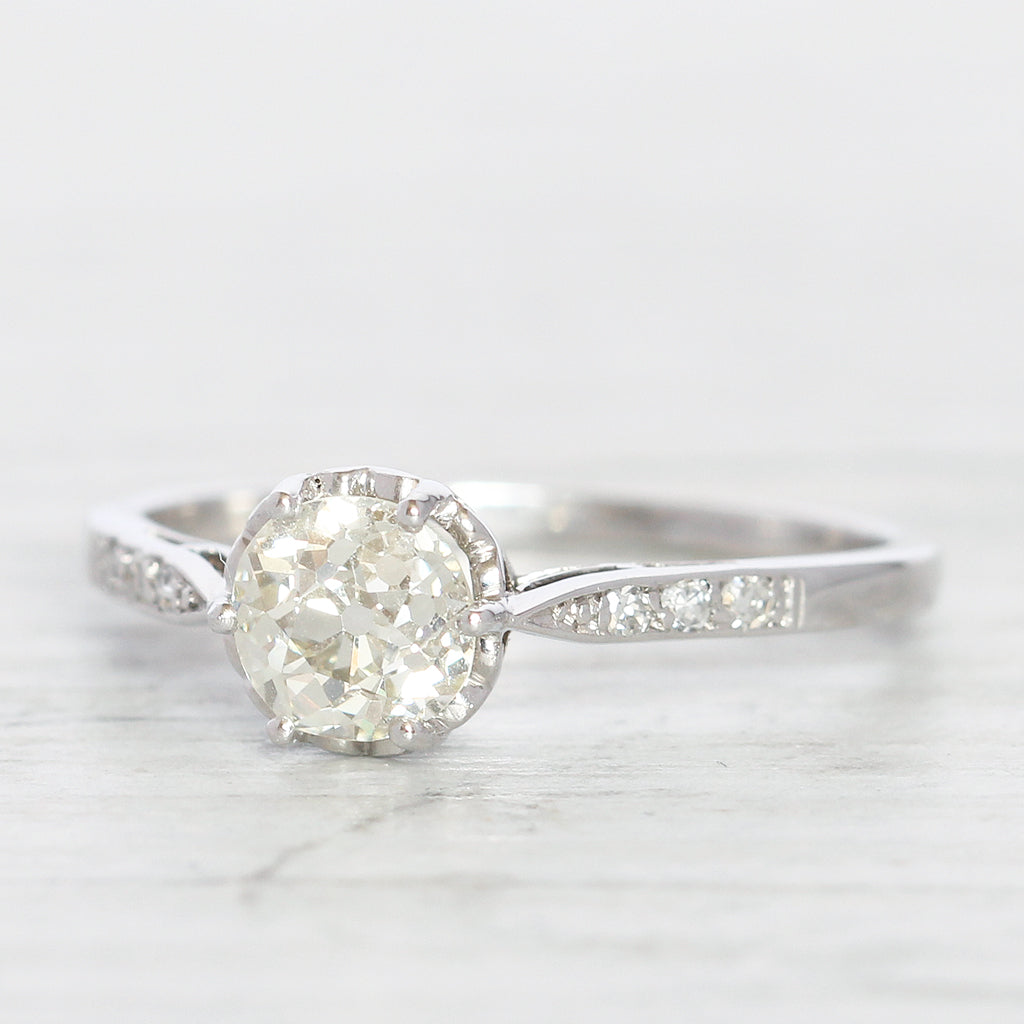 Art Deco 0.87 Carat Old European Cut Diamond Solitaire