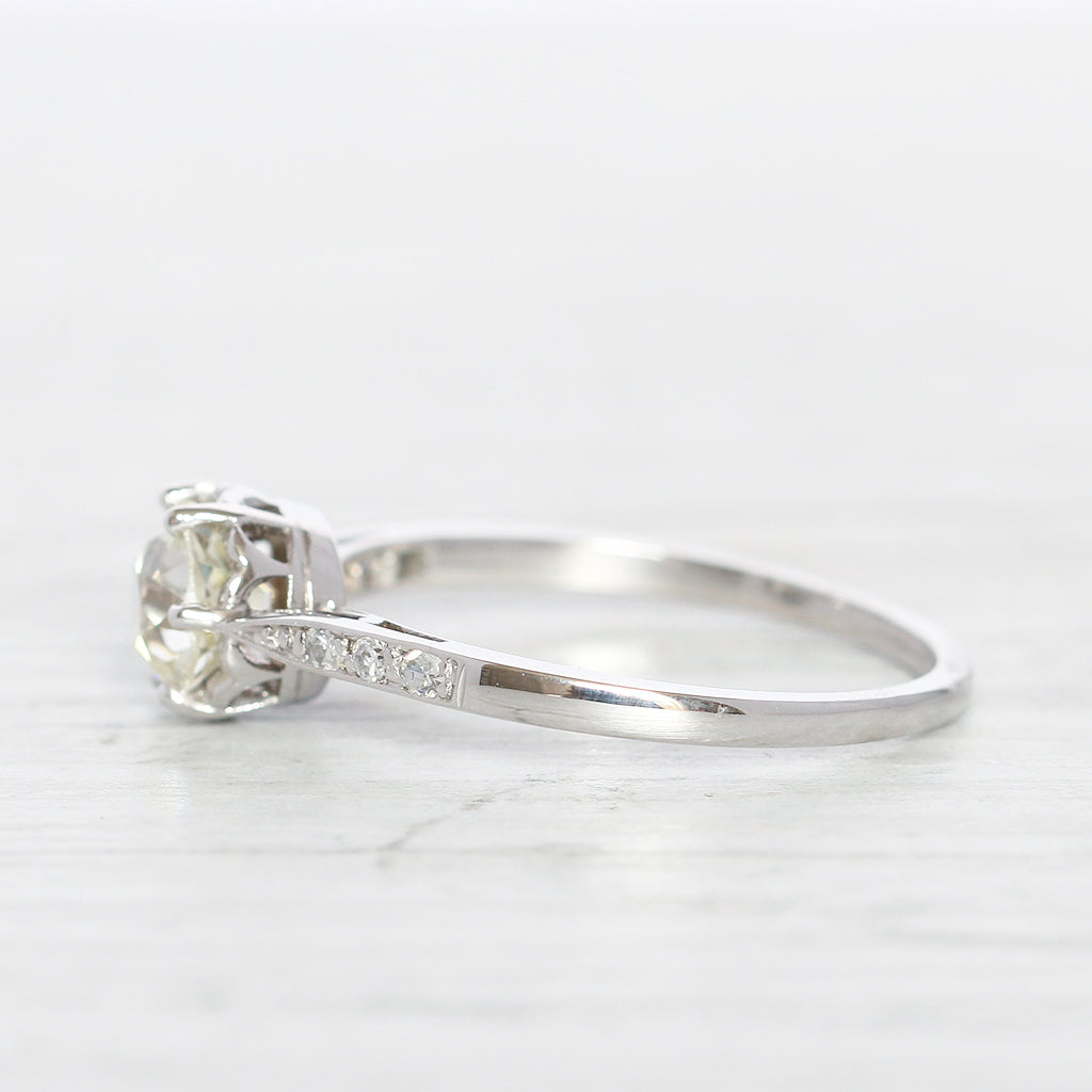 Art Deco 0.87 Carat Old European Cut Diamond Solitaire