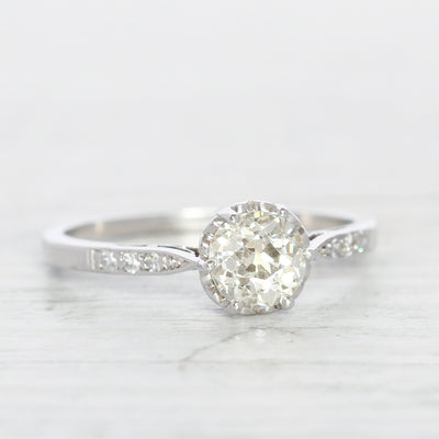 Art Deco 0.87 Carat Old European Cut Diamond Solitaire