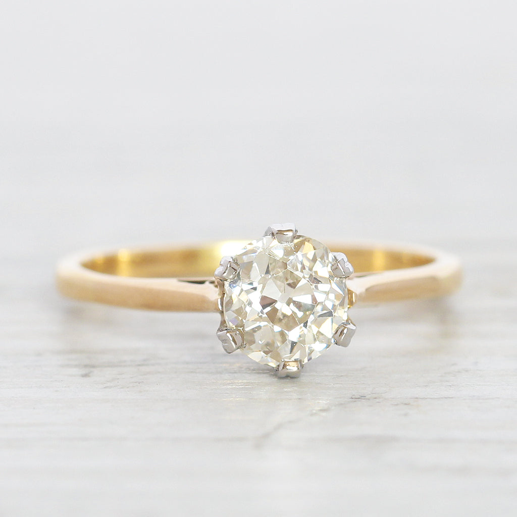 Antique 0.89 Carat Old European Cut Diamond Solitaire