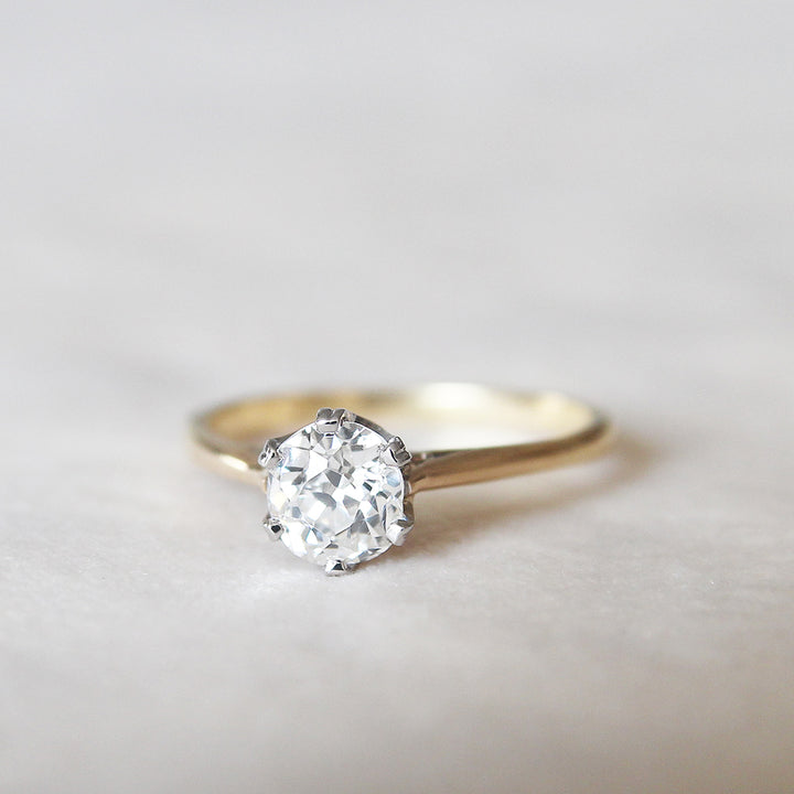 Antique 0.89 Carat Old European Cut Diamond Solitaire