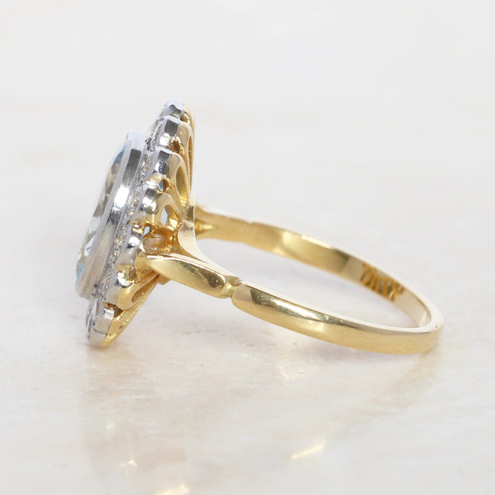 Vintage Style 3.85 Carat Aquamarine and Diamond Cluster