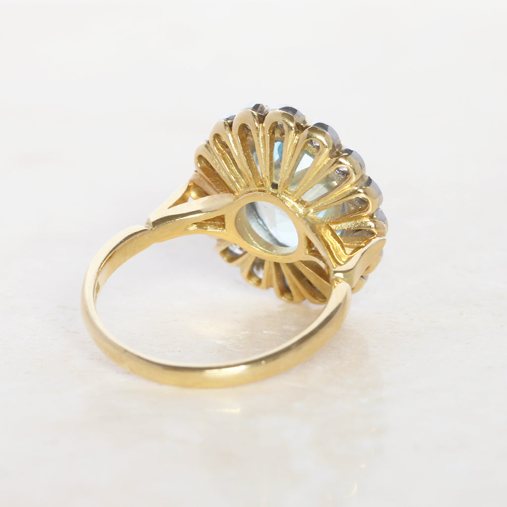 Vintage Style 3.85 Carat Aquamarine and Diamond Cluster