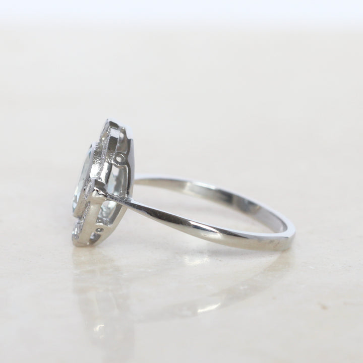 Vintage Style 0.70 Carat Aquamarine and Diamond Cluster