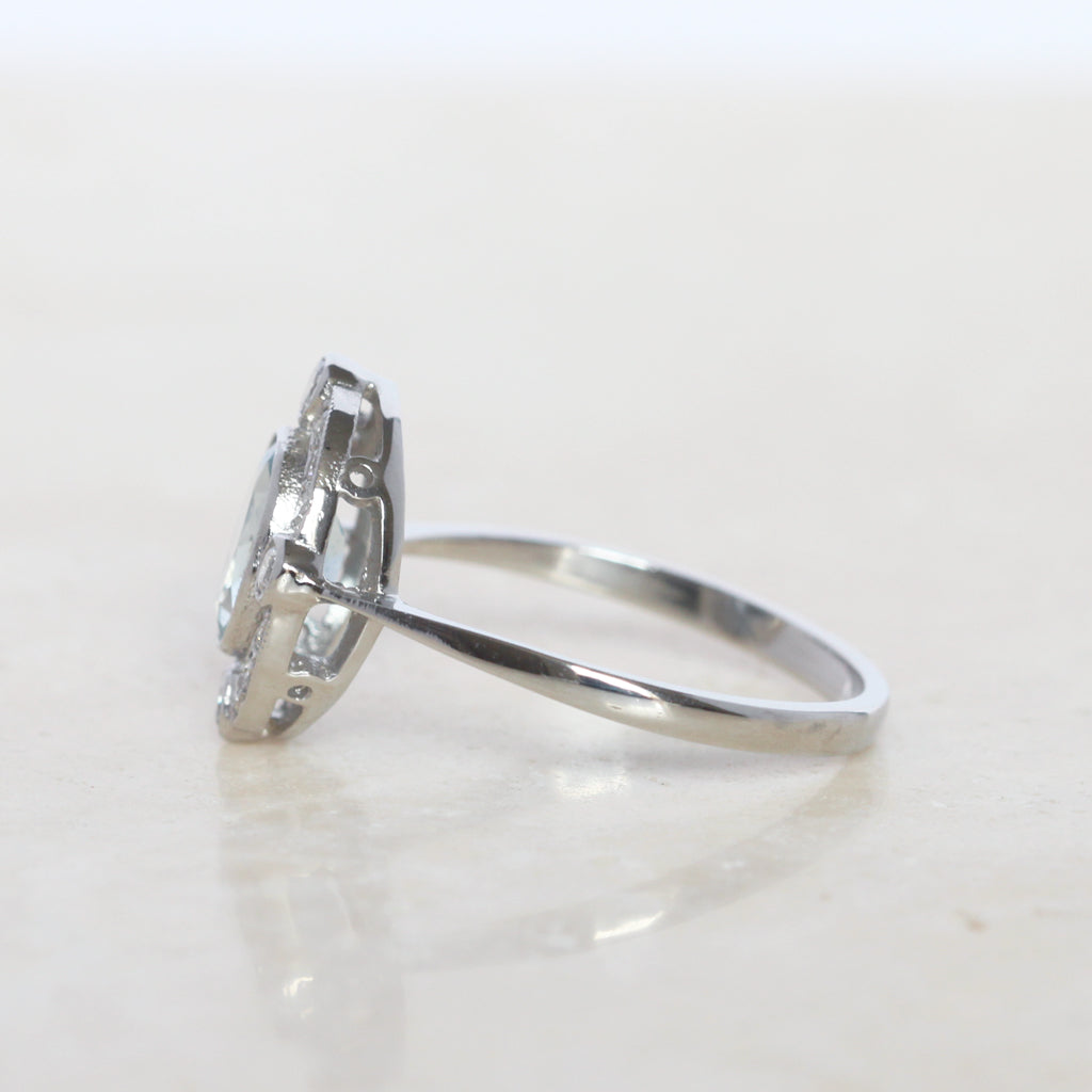 Vintage Style 0.70 Carat Aquamarine and Diamond Cluster