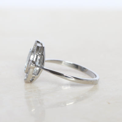 Vintage Style 0.70 Carat Aquamarine and Diamond Cluster