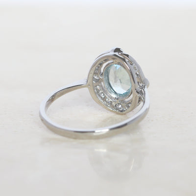 Vintage Style 0.70 Carat Aquamarine and Diamond Cluster