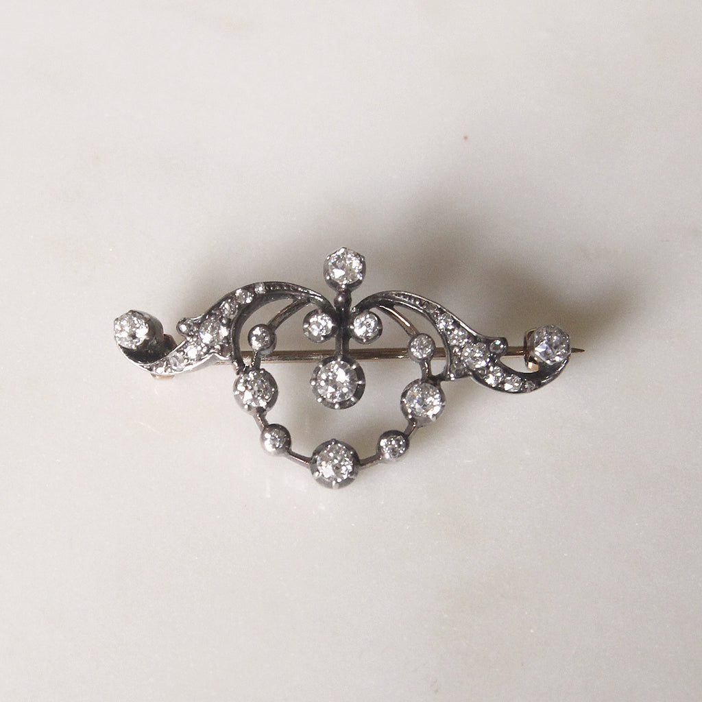 Victorian 1.15 Carat Old Cut Diamond Brooch