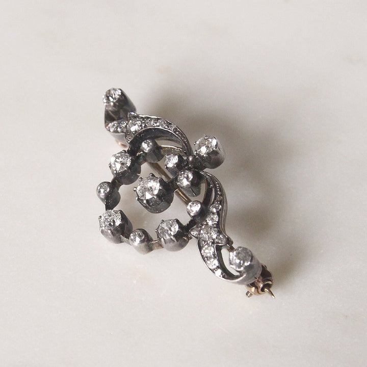 Victorian 1.15 Carat Old Cut Diamond Brooch