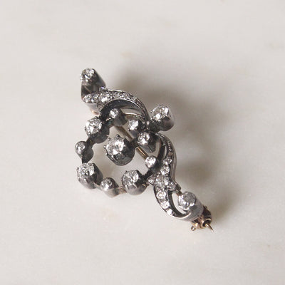 Victorian 1.15 Carat Old Cut Diamond Brooch
