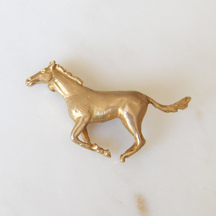 Vintage Alabaster and Wilson 9ct Gold Horse Brooch