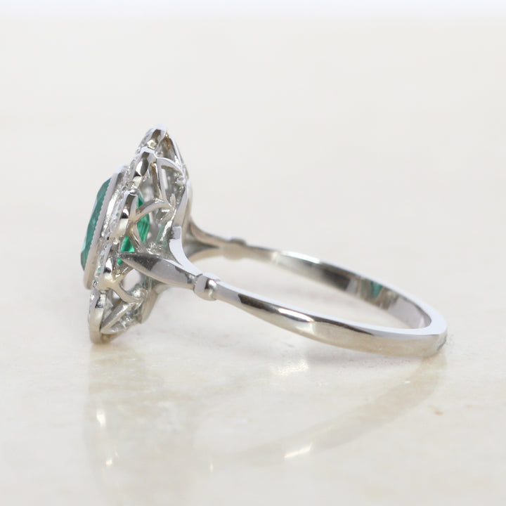 Vintage Style 1.15 Carat Emerald and Diamond Cluster