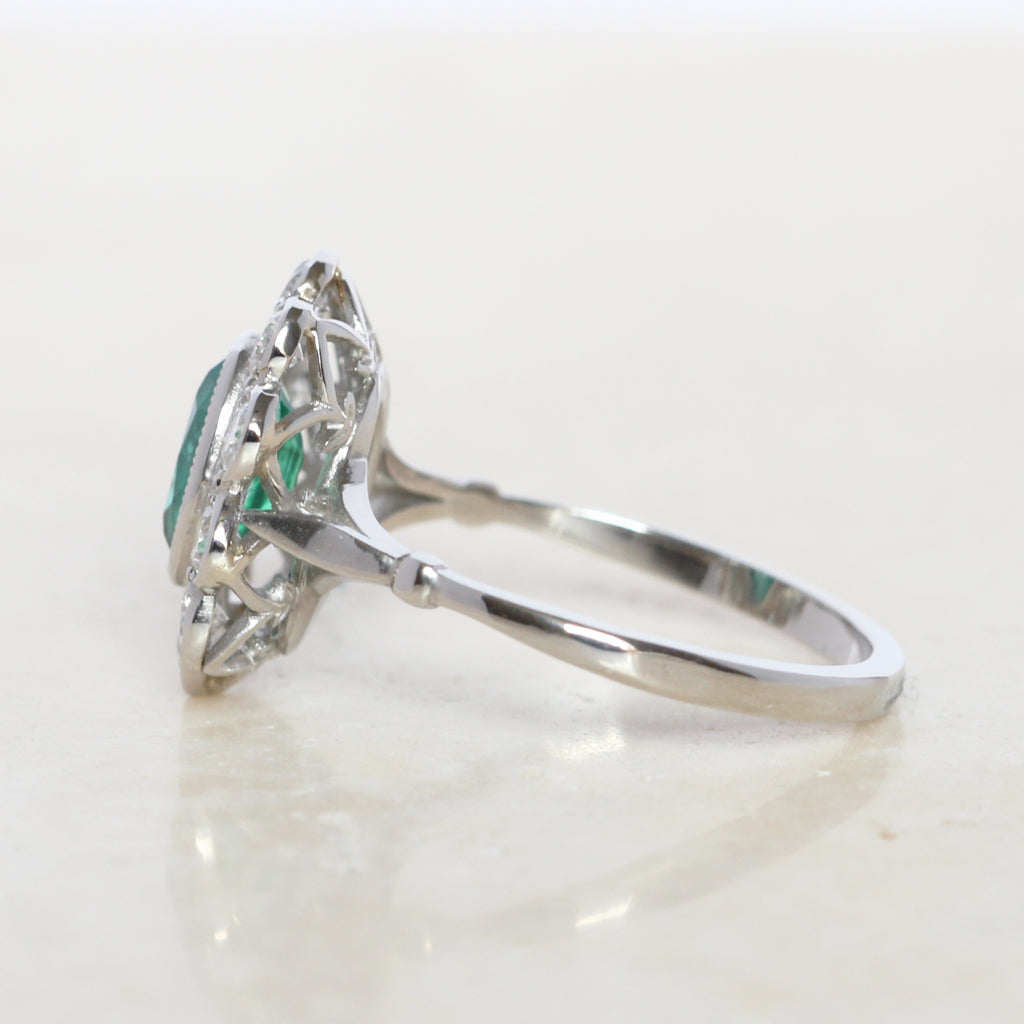 Vintage Style 1.15 Carat Emerald and Diamond Cluster