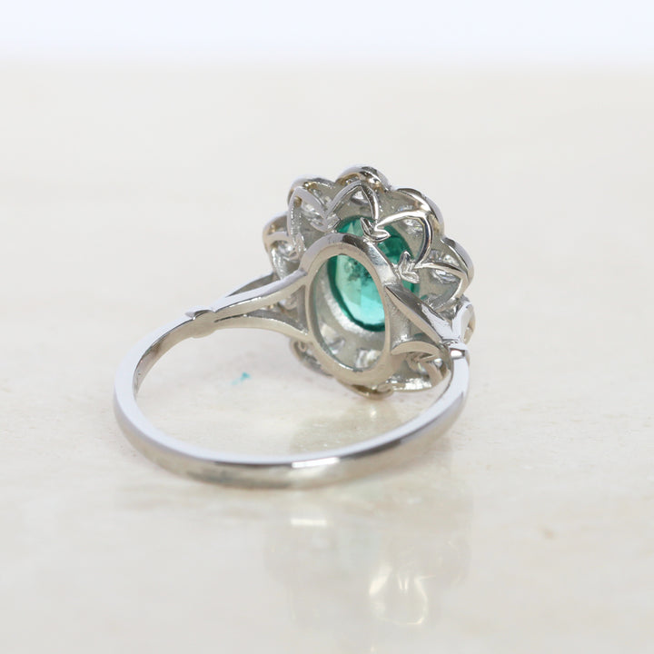 Vintage Style 1.15 Carat Emerald and Diamond Cluster