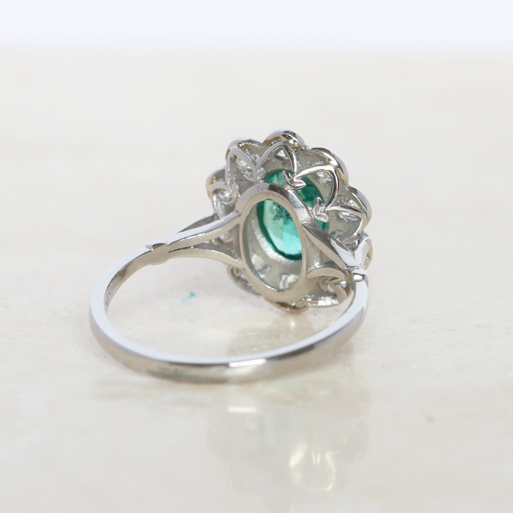 Vintage Style 1.15 Carat Emerald and Diamond Cluster