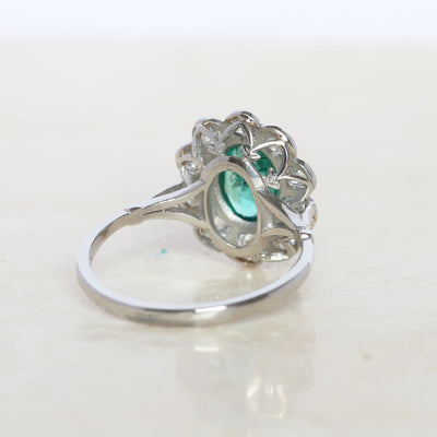 Vintage Style 1.15 Carat Emerald and Diamond Cluster