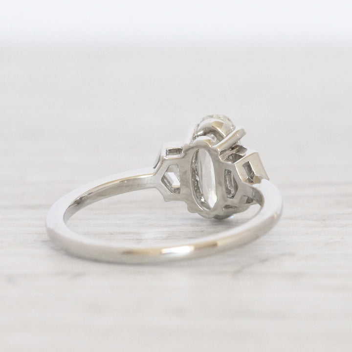 Art Deco Style 1.05 Carat Oval Diamond with Epaulette Cut Diamond Shoulders
