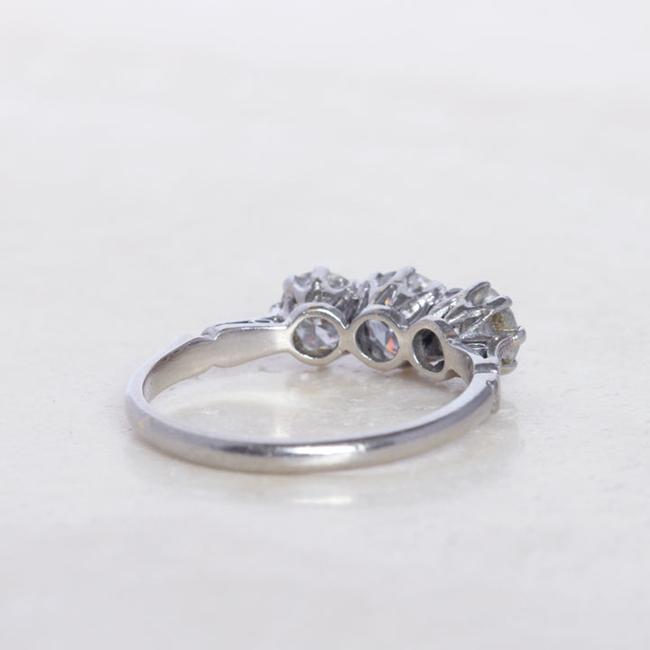 Vintage 1.30 Carat Brilliant Cut Diamond Three Stone