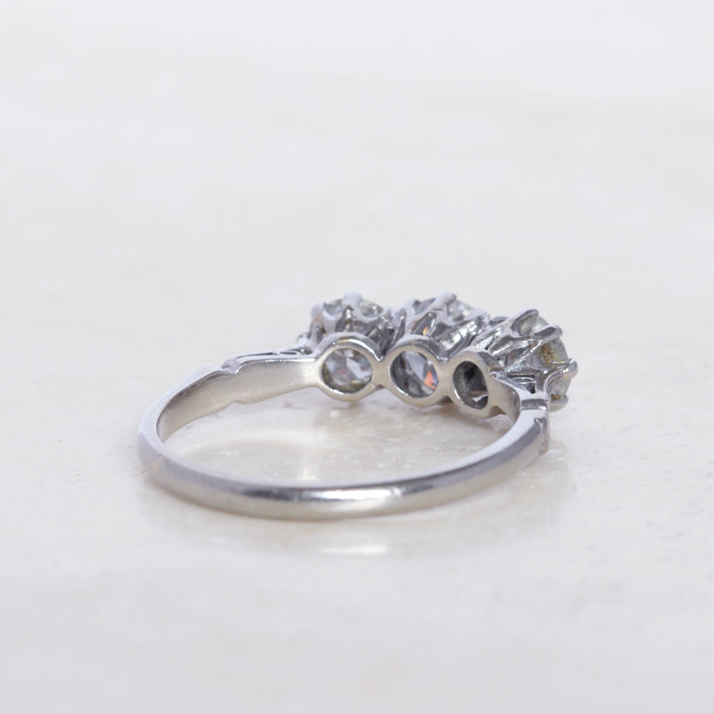 Vintage 1.30 Carat Brilliant Cut Diamond Three Stone