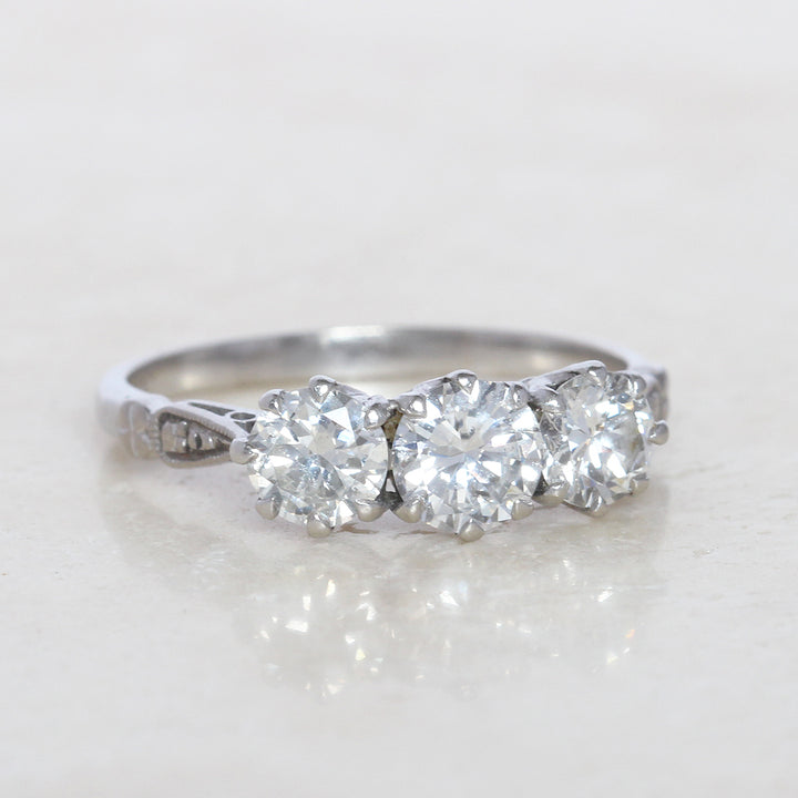 Vintage 1.30 Carat Brilliant Cut Diamond Three Stone