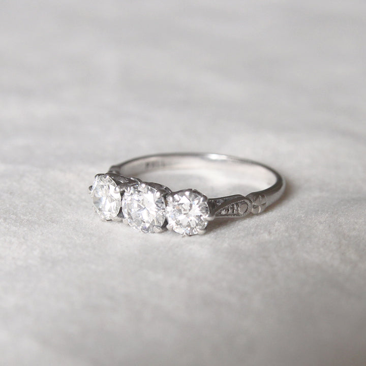 Vintage 1.30 Carat Brilliant Cut Diamond Three Stone